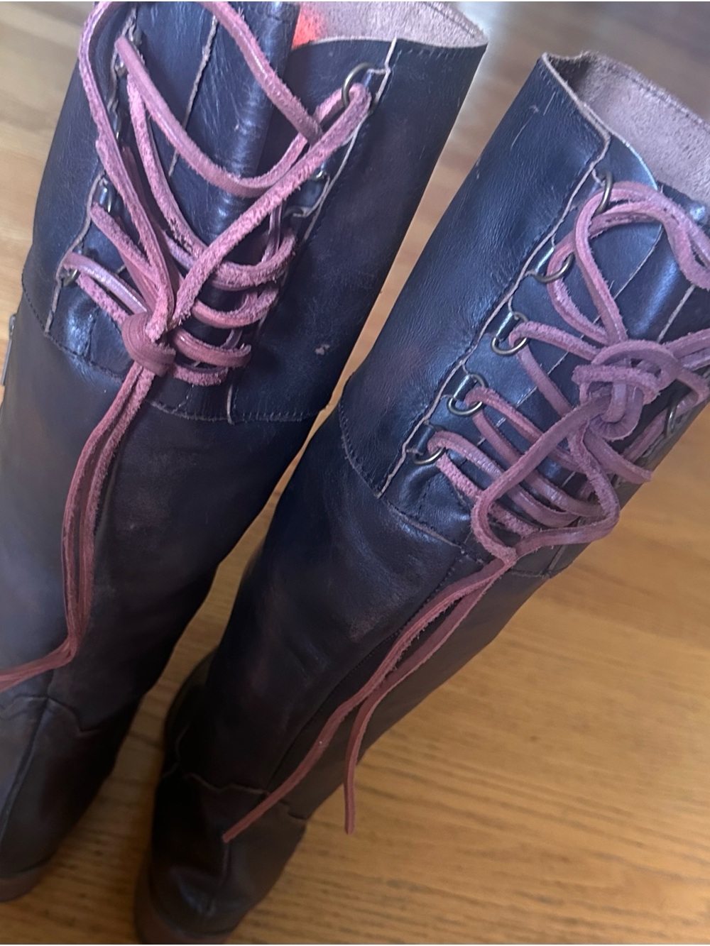 Freebird by Steven Black Tall Lace-Up Boots with laces